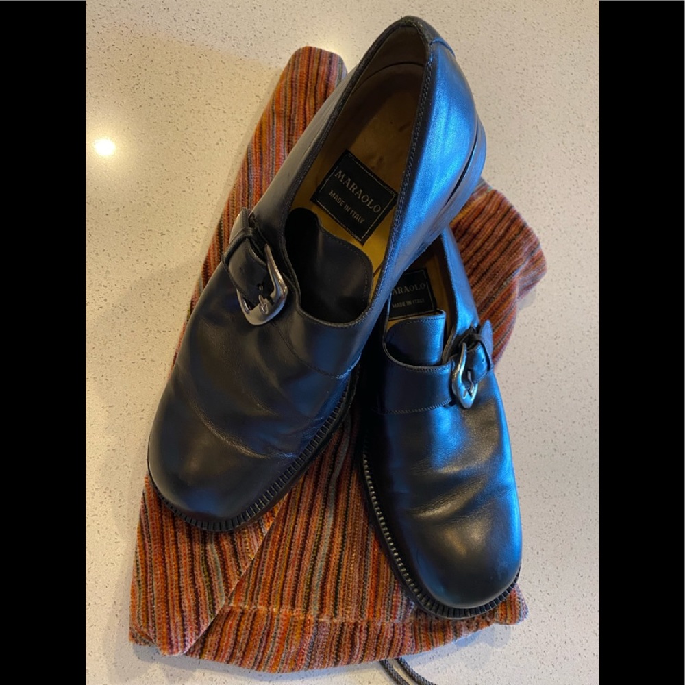 Maraolo Italian Black leather Shoe Size 8 Italy🇮🇹 9 1/2 US🇺🇸